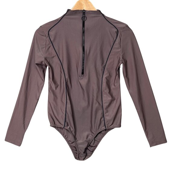LYRA Womens Sporty One Piece Swimsuit Sz Small Long Sleeve Zip Up Modest UPF 50 - Picture 1 of 11